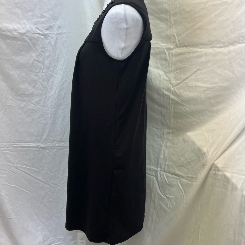 A.P.N.Y. Black sleeveless dress with black gem accents and box pleats. - Picture 3 of 7